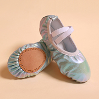 Zapatillas de Ballet Suaves para Niñas Pequeñas, Zapatos de Baile con Brillantina, Suela Partida, Pantuflas Infantiles con Bandas Elásticas Cruzadas para Actuaciones en Escenario
