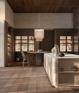 Mueble de Cocina Moderno con Encimera de Mármol y Acabado de Madera para Diseño de Hogar Contemporáneo - Product Image 2