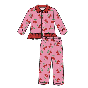 Prix de gros Nouveau style Automne/Hiver Ensembles de pyjamas boutonnés pour garçons et filles Col rond Mignons et confortables Vêtements de nuit - Product Image 6