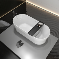 Baignoire d'angle autoportante moderne TONA Willie en acrylique pour adultes, avec drain durable blanc/noir brillant, idéale pour la relaxation – Meilleures ventes