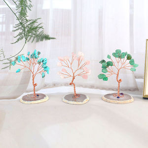 Venta al por Mayor de Árboles de la Suerte con Piedras Curativas Naturales, Rodajas de Ágata, Base de Cristal para Decoración del Hogar - Product Image 3