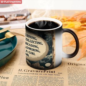 Mug en céramique noir givré 11oz, tasse à changement de couleur thermique, vierge, pour café et thé - Product Image 5