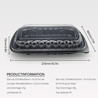 Barquettes Alimentaires en Plastique PP Jetables avec Couvercle OPS pour Plats à Emporter