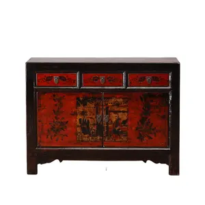 Chinese Antique Furniture Handmade Shining Finish Solid Wood Cabinet Buffet Sideboard