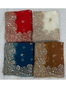 Sari en résille tendance pour femmes avec broderies de sequins, idéal pour les mariages, les réceptions, les festivals et les occasions spéciales. - Product Image 4