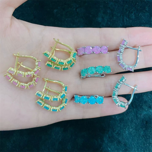 Pendientes <span class=keywords><strong>de</strong></span> Aro <span class=keywords><strong>CH</strong></span>-LAE0854 con Baño <span class=keywords><strong>de</strong></span> Plata y Circonitas, <span class=keywords><strong>Aros</strong></span> <span class=keywords><strong>de</strong></span> Cobre Multicolor con Baño <span class=keywords><strong>de</strong></span> <span class=keywords><strong>Oro</strong></span> y Circonitas, Joyería <span class=keywords><strong>de</strong></span> Moda para Mujer - Product Image 2