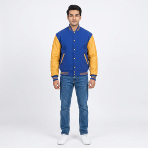 <b>Men's</b> High Quality Letterman Varsity <b>Jacket</b> Wool Body Corduroy Streetwear <b>Smart</b> Stylish Leather Sleeves Front Logo <b>for</b> Winter - Product Image 1
