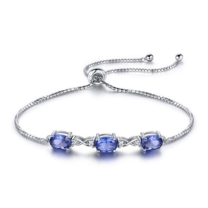 Pulseras de Plata de Ley 925, brazaletes para <span class=keywords><strong>mujer</strong></span>, pulsera de <span class=keywords><strong>tenis</strong></span> ajustable de <span class=keywords><strong>nano</strong></span> tanzanita, regalo de joyería de Navidad - Product Image 1