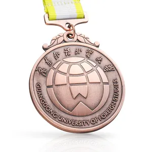 Custom 3D Earth Shaped Die Cast Gold Medals for Graduation