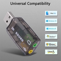 Adaptador de tarjeta de sonido USB barato Audio USB externo USB 2,0 3D Virtual tarjeta de sonido estéreo de 5,1 canales para PC portátil