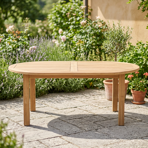 Solid Wood Oval <b>Folding</b> Dining <b>Table</b> Modern Design Outdoor Furniture Enterenprise GT007 Propinsi Jawa Tengah - Product Image 3