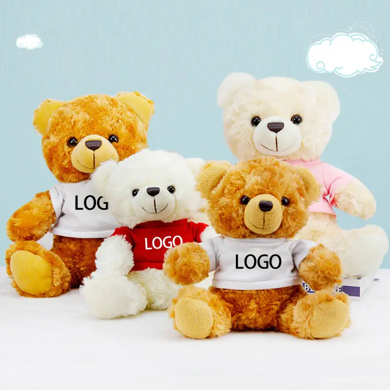 Oso de peluche con Logo personalizado para niños, muñeco de peluche con camiseta, regalos al por mayor, oso de peluche de 12 pulgadas