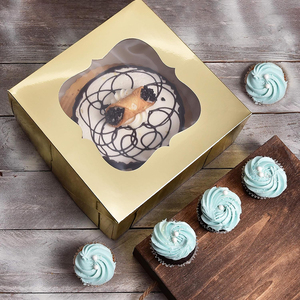 Caja de Pastel Personalizada Ecológica de Cartón Dorado Marfil, Caja de Regalo para Fiestas, Caja de Papel Kraft para Galletas de Chocolate, Caja de Embalaje para Repostería y Catering - Product Image 3