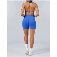 Femmes Fitness Halter Shockproof Bra High Waist Hip Lift Yoga Tight Short Quick Drying Backless Crop Top Shirt Workout Set