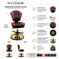 Fauteuil de casino VIP SUCCESSOR avec repose-pieds, base robuste et résistante, roulettes pivotantes, capacité de charge élevée, fabricant de chaises