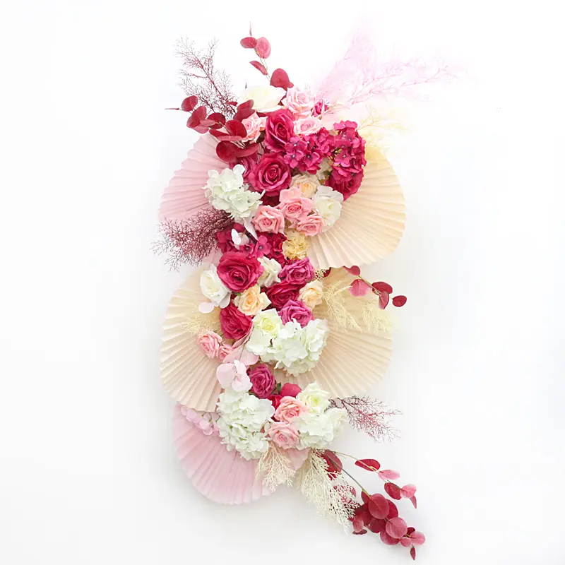 Свадебная АРКА, цветочный ряд, круглые лопасти вентилятора, листья, растения, искусственные Угловые цветочные композиции