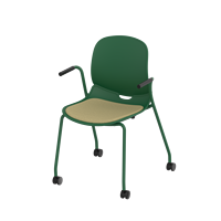 Chaise de bureau de formation avec dossier en tissu, forme arquée, mobile avec roulettes universelles pour usage professionnel