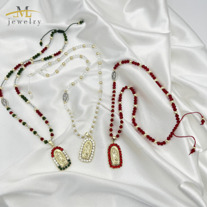 Collar de Rosario JML Hecho a Mano con Cuentas y Colgante de la Virgen María para Hombres y Mujeres Joyería Religiosa Santa Madre de Dios - Product Image 4