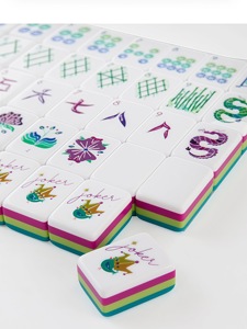 Oferta Especial: Juego de 160 Fichas de Mahjong Americanas Rojas Grabadas en Acrílico de 4 Capas para Noches de Juego en Familia y Regalos Navideños - Product Image 2