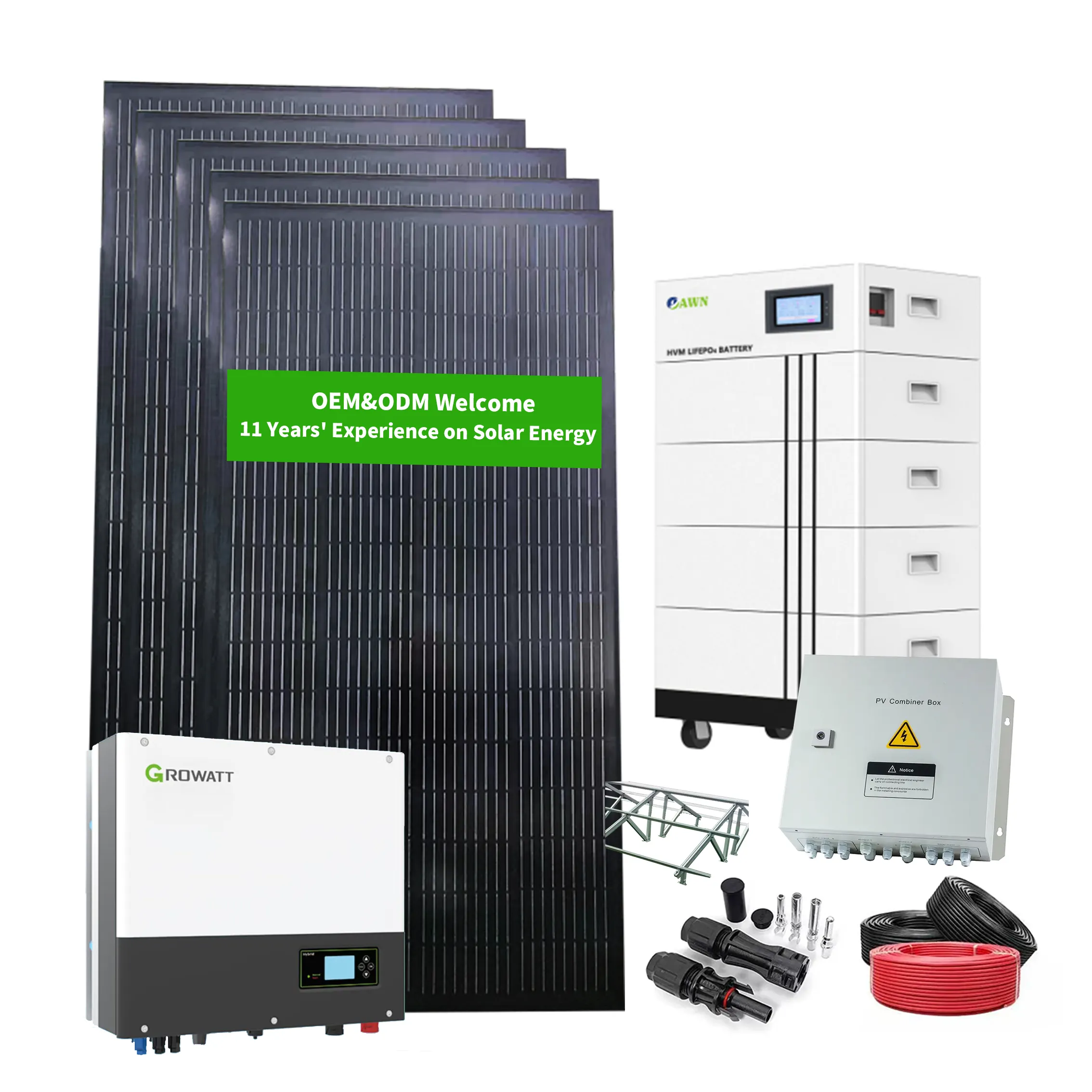 オンオフグリッドシステム1Kw2Kw 3Kw 5Kw10Kw電力貯蔵LiFePO4バッテリーハイブリッドインバーター家庭用太陽エネルギーシステム