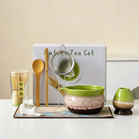 Ensemble de thé matcha en céramique de style japonais, bol à matcha à texture de pierre, kit de cérémonie du thé, fouet en bambou, logo personnalisé OEM