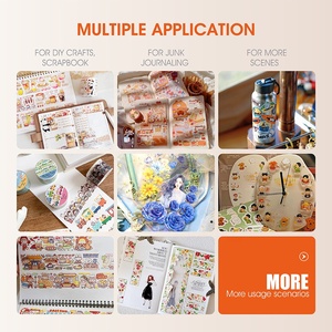 맞춤 인쇄 와시 PET 테이프 제조업체 빈티지 꽃 식물 소녀 스타일 무광택 광택 장식 3D 홀로그램 포일 와시 테이프 - Product Image 5