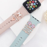 Dekorasi Tali Jam Tangan Berbahan Logam Berlian untuk Apple Watch 11 10 9 8 7, Aksesoris Hiasan Tali Jam Wanita