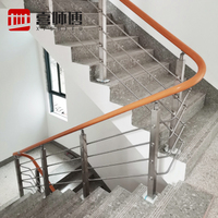 Rampes d'escaliers intérieurs durables Balustrade à barres rondes Garde-corps de câble en acier inoxydable