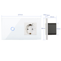 Interrupteur tactile WiFi Tuya 1 voie et prise murale EU Allemagne avec verre trempé compatible Google Home Alexa
