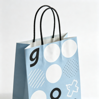 Sac cadeau en papier kraft bleu style Ins, sac à main portable pour emballage de souvenirs et de café à emporter