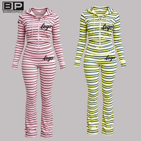 Set Pakaian Santai Wanita Tanpa Lengan Bergaris Warna-warni Bertekstur dengan Kerah Berkancing, Atasan Crop dan Celana Pendek Pinggang Tinggi, Pakaian Tidur Kasual