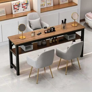 Table de manucure exclusive pour salon de beauté, table de maquillage tendance, style luxe léger et simple, pour une ou deux personnes - Product Image 1