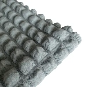热卖涤纶弹力3D褶皱多米格子雪纺面料，适合服装准备用品
