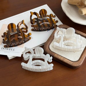 DOWELL 复古小马醋酸纤维发夹 优雅马尾辫夹 鲨鱼夹 高端风格 女式手工发饰 女孩 - Product Image 1