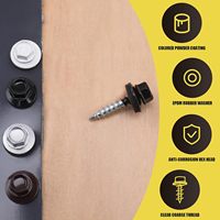 JEGONFRI 300 pièces # 10 x 1 Vis autoperceuses à tête hexagonale noire en acier allié pour toiture avec rondelle EPDM, pour bois et tôle, modèle WG-3774