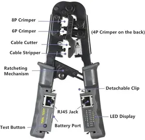 Durable Built-in Cable Tester RJ45 RJ12 RJ11 Cable Tester Crimper Rj45 Crimping Tool