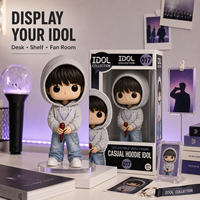 Figurine d'idole Kpop personnalisée, sweat à capuche décontracté, figurine vinyle de collection avec microphone, coffret cadeau pour fans, présentoir de vente au détail, marchandises en gros