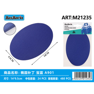 Toppe blu ovali cucite 14x95cm paillettes in ferro-su disegno ricamato per la riparazione di abbigliamento progetti artigianali fatti da te materiale feltro - Product Image 1