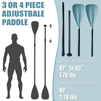 Pagaie multifonctionnelle 2-en-1 pour SUP et kayak Aqua Cyan, pagaie hybride performante pour tous les sports nautiques, kit de 1,76 lb