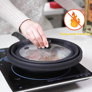 כיסוי צלחת מתקפל מכסה מכסה סיליקון זכוכית מעוטר כיסוי מגן מזון בטוח מזון מכסה סיר מכסה - Product Image 3