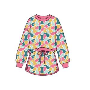 Conjunto de Ropa Casual Ecológica con Estampado de Camuflaje de Conejito de Pascua para Bebés Niñas, Top de Manga Corta con Volantes y Pantalones Acampanados - Product Image 4