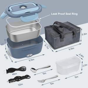 Boîte à lunch électrique 60W, chauffe-aliments 12V 24V 110V, chauffe-aliments portable pour voiture/camion/maison, boîte auto-chauffante avec 1,8L - Product Image 3