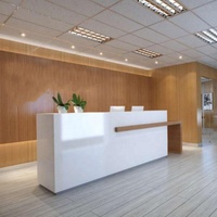 Réception de salon de beauté, comptoir moderne, design de haute qualité, personnalisation, comptoir en bois et marbre tendance pour salon