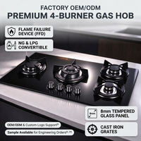 Table de cuisson à gaz encastrable 4 brûleurs 30 cm avec allumage piézoélectrique personnalisé pour hôtels – Vente en gros directe fabricant