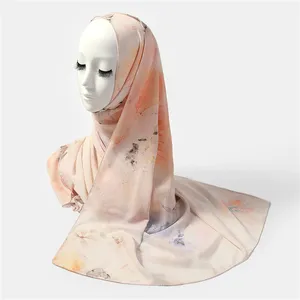 Gradient Color Handmade Head Instant Long Hijab 1 Piece Scarf Muslim 2023 Dubai Fashion Malaysia Hat Shawl