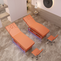Nuevo Diseño de Cama Facial Multifuncional para Salón de Belleza, Ajustable, Médica, con 3 Motores, Eléctrica, Mesa de Masaje con Lámpara