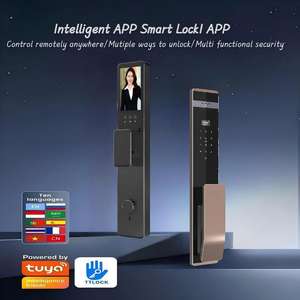 Nuevo diseño de puerta impermeable al aire libre cerradura de seguridad electrónica huella digital cerradura de puerta inteligente digital con cámara y huella digital - Product Image 3