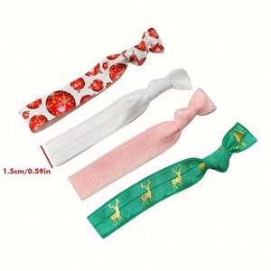 Bracelet de poignet personnalisé avec logo, série Noël, flocon de neige, renne, inscription Joyeux Noël, corde à cheveux nouée, promotionnel - Product Image 2