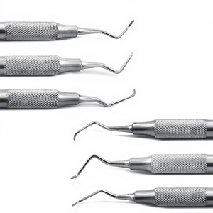 Ensemble de curettes chirurgicales dentaires universelles en acier inoxydable avec poignée moletée, instruments de détartrage parodontal de classe I - Product Image 1