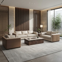 Ensemble de canapés de bureau modernes et luxueux, revêtement en cuir, fauteuils, table basse, mobilier de réception, salon, école, hôpital, usage commercial